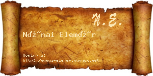Nánai Elemér névjegykártya